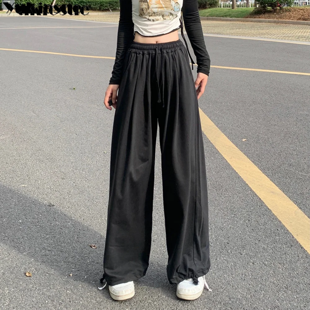 Gray Joggers Sweatpants Women cargo pants cotton Korean Y2K Summer Harajuku High Waist Black Women\'s pants Wide Leg Trousers