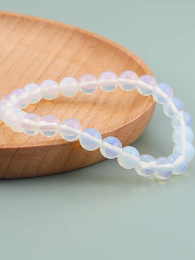 Bracelet en pierre naturelle de perles d'opale de 4/6/8mm pour femmes et hommes, Protection énergétique de guérison, vibrations positives, soulagement du Stress, bijoux spirituels