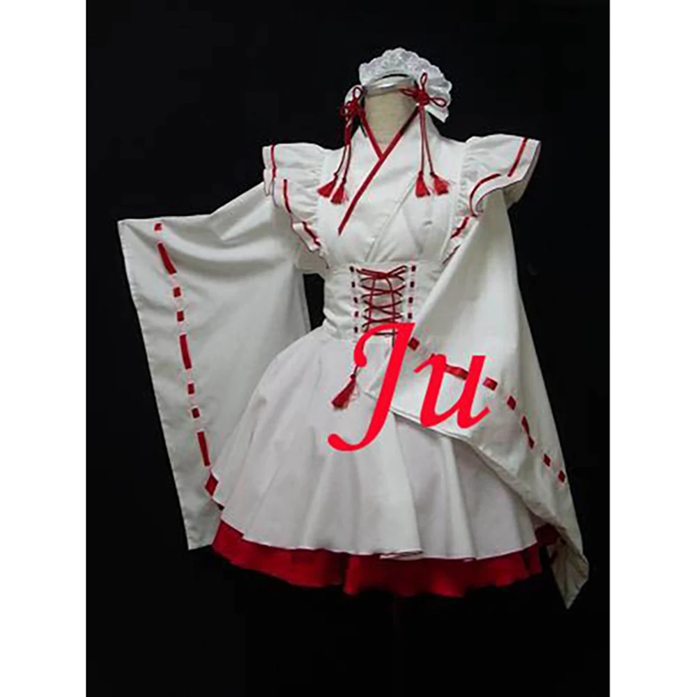 fondcosplay Gothic Lolita Japan Kimono Outfit white cotton Dress shirt skirt Cosplay Costume CD/TV[CK794]