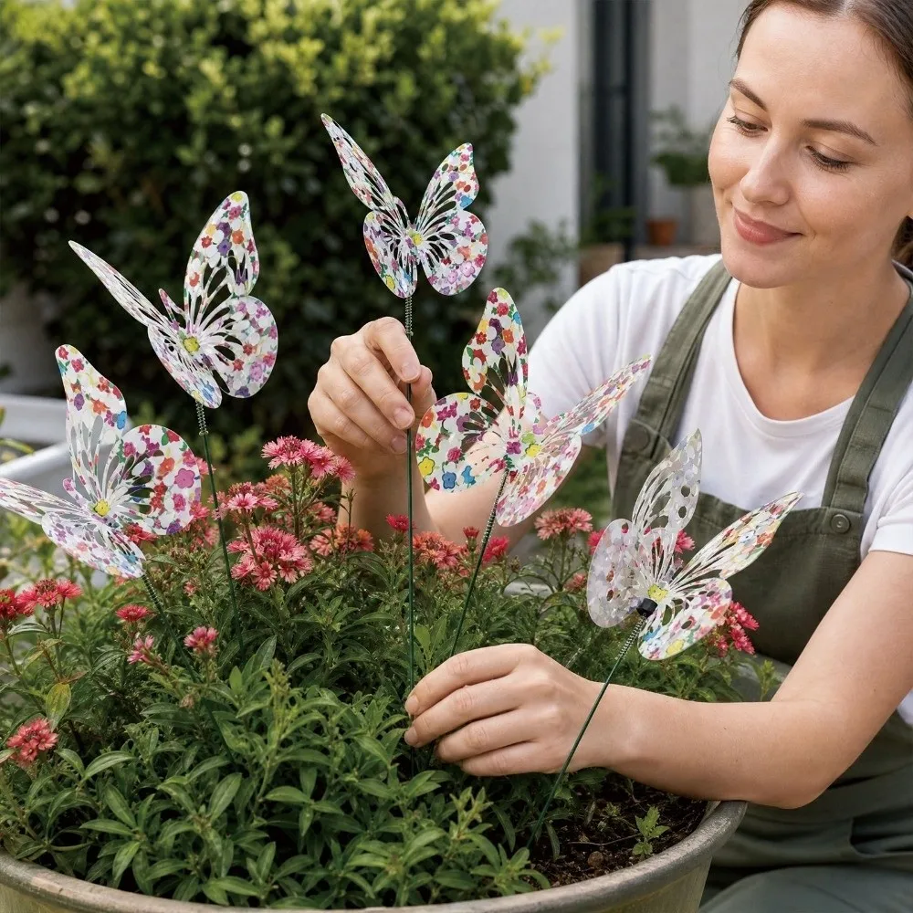 Colorful Butterfly Stakes Lifelike Plant Plug Simulation Butterfly Ornaments Dreamlike Multi-purpose