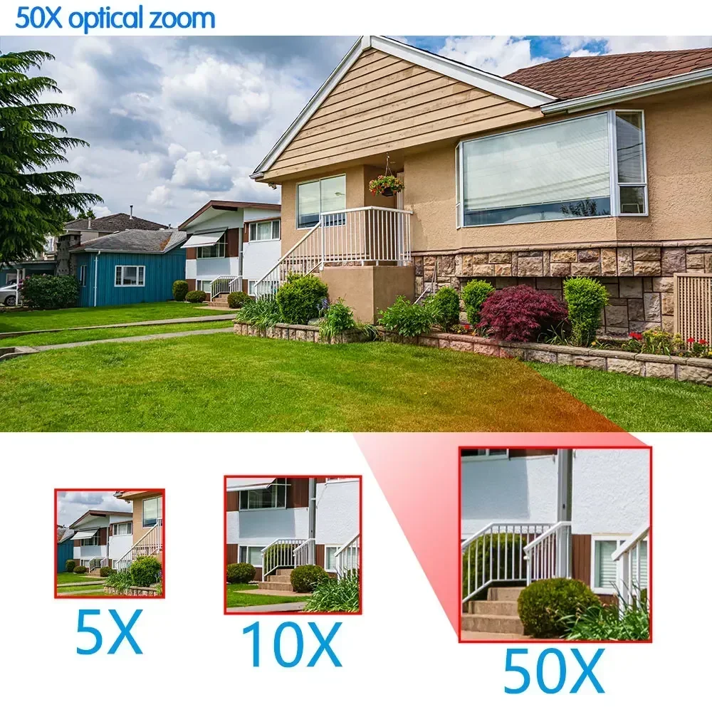 ICSEE 50X Zoom 6MP WiFi PTZ IP Camera Outdoor Dual Lens Dual Screen Human Detection Wireless CCTV Security Monitoring Camera