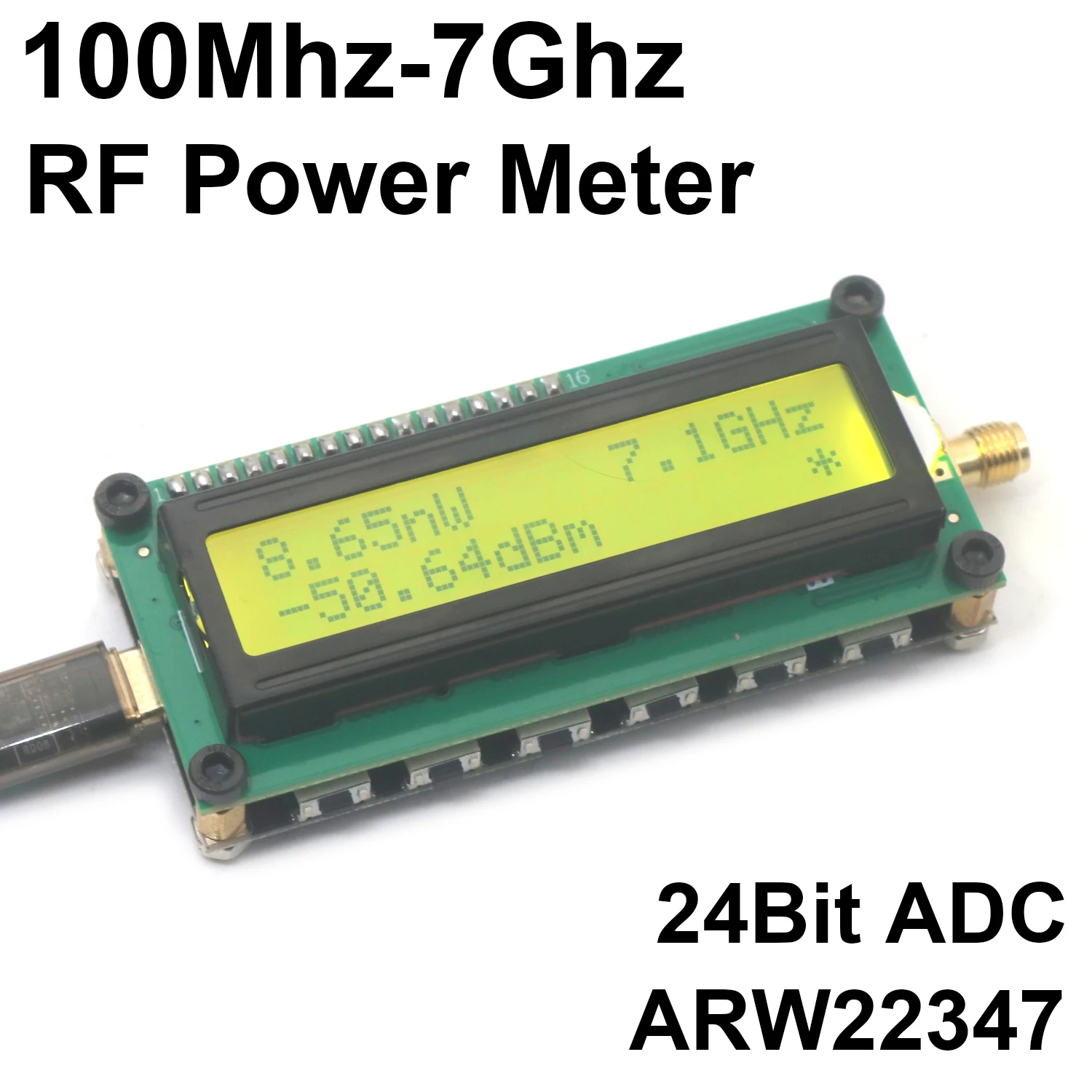 1Mhz-7.1Ghz RF Power Meter ARW22347 Broadband Signal Source Antenna Gain Detector 915M 1.5G 2.4G 5.8G FOR Ham Radio Amplifier