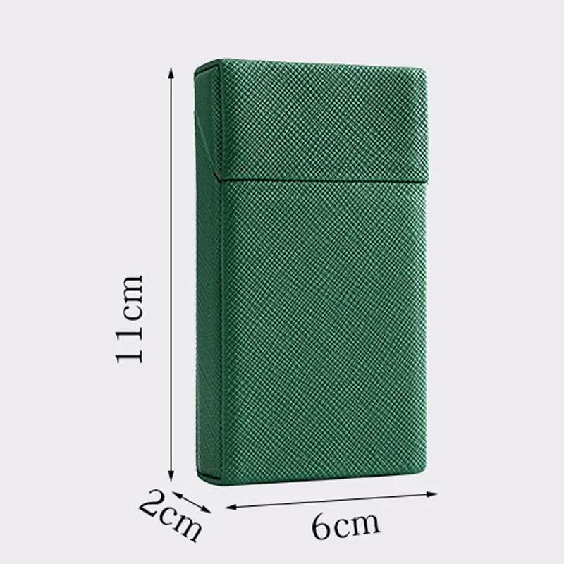 Green Leather Cigarette Case for Slim 100\'s Cigarettes, Gift for Women and Men