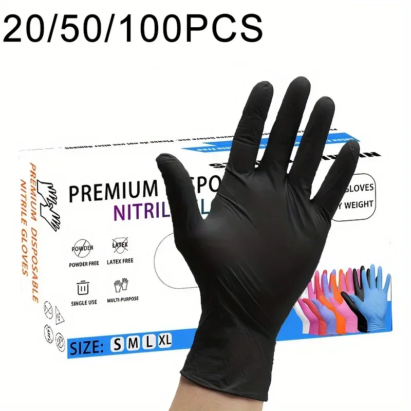 20/50/100PCS Disposable black nitrile gloves, high-quality nitrile gloves for household use,  household cleaning