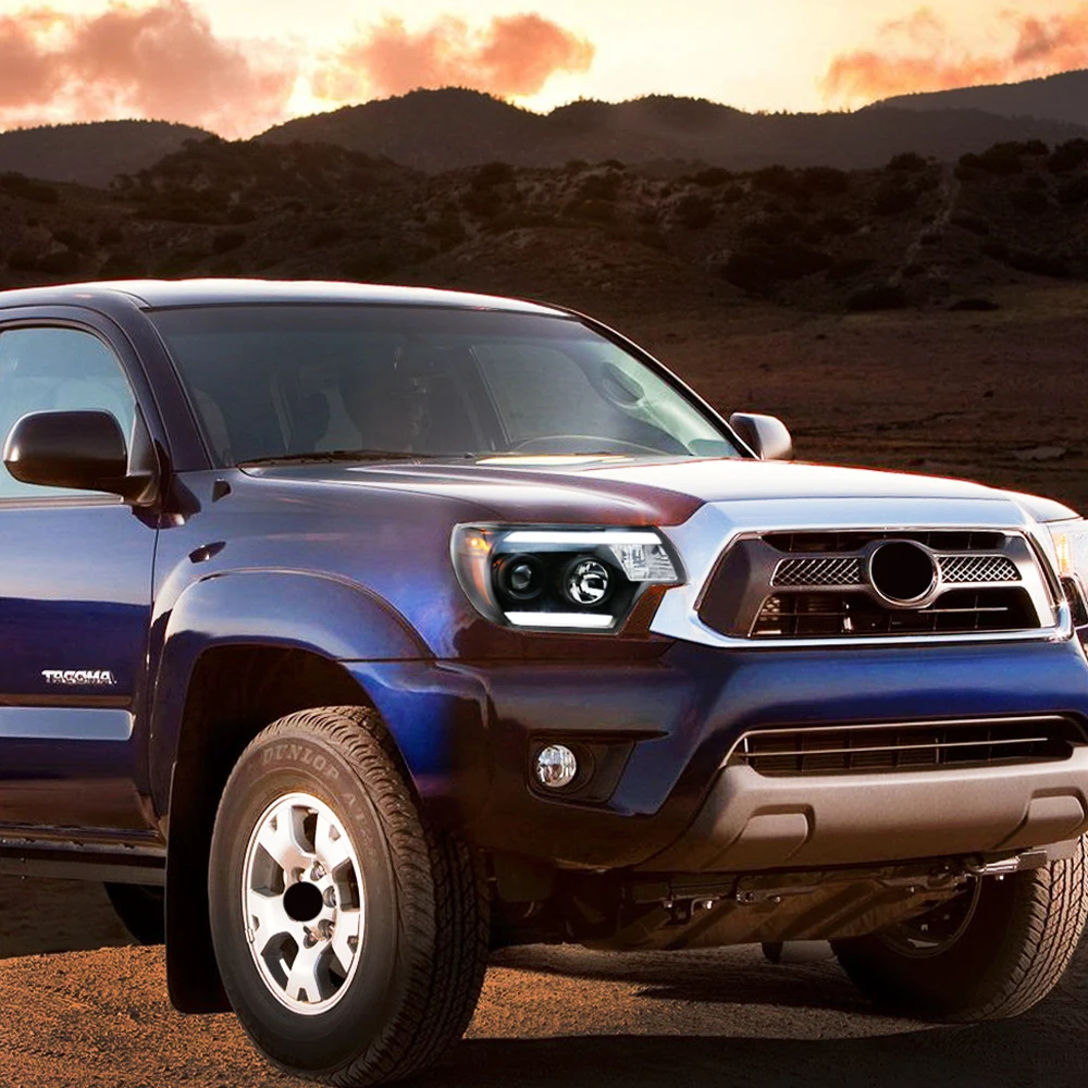 

Автомобильные передние фонари для Toyota Tacoma 2012-2015, светодиодные автомобильные фары в сборе, обновление, высокая конфигурация, бифокальные линзы, аксессуары