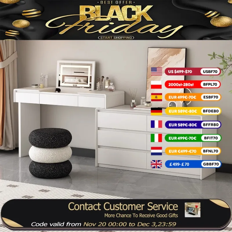 

Современный скандинавский белый туалетный столик, деревянный эстетический компактный комод, ящики для спальни, органайзер Mesa Tocador, мебель для дома