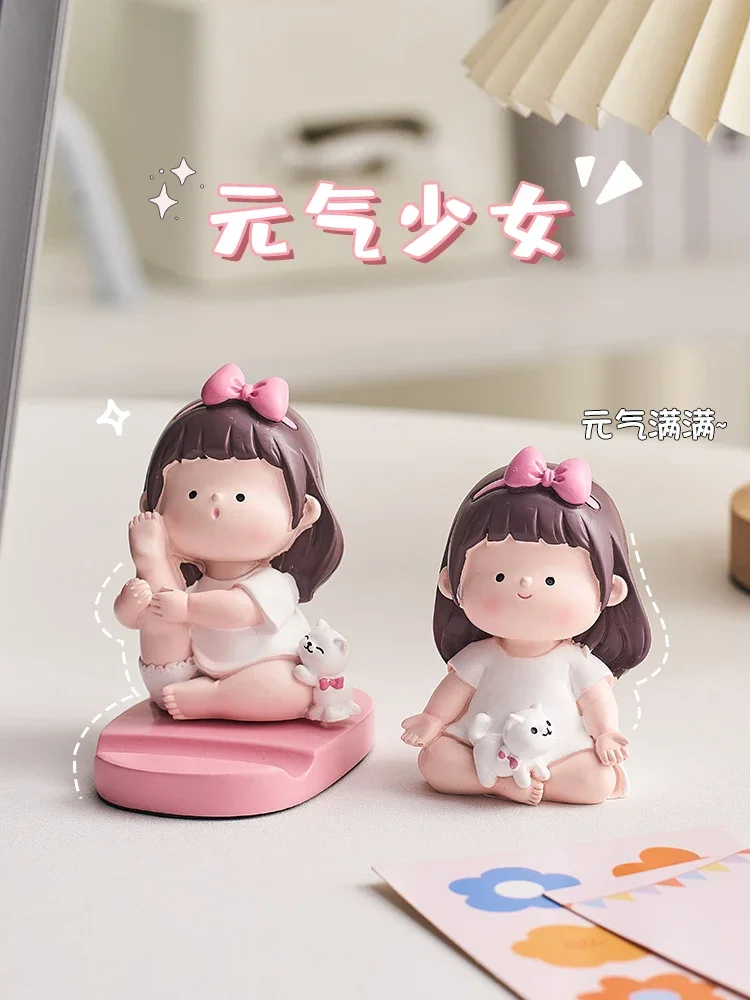 Yoga Girl phone desktop stand Cute girl work place place desk decoration decompression healing small gift