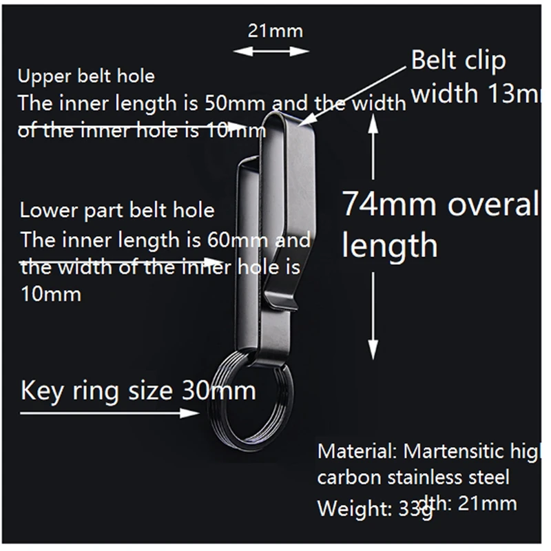 Duty Belt Key Holder, Belt Key Clip, Stainless Steel Stealth Belt Loop Key Ring Holder With Keyrings