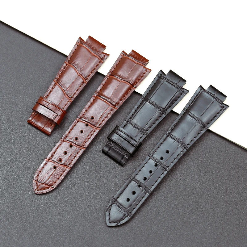 24x14mm Convex End Cowhide Leather Watchband for 1853 Tissot T60 Strap L875 / 975K Belt Watch Strap Butterfly Buckle Bracelet