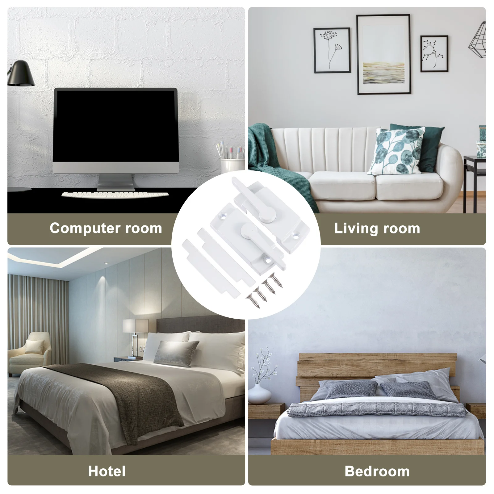 

2Sets Sliding Door Window Crescent Lock Zinc Alloy Durable Anti-Theft Security Locks Door Crescent Locks Hardwares Latch