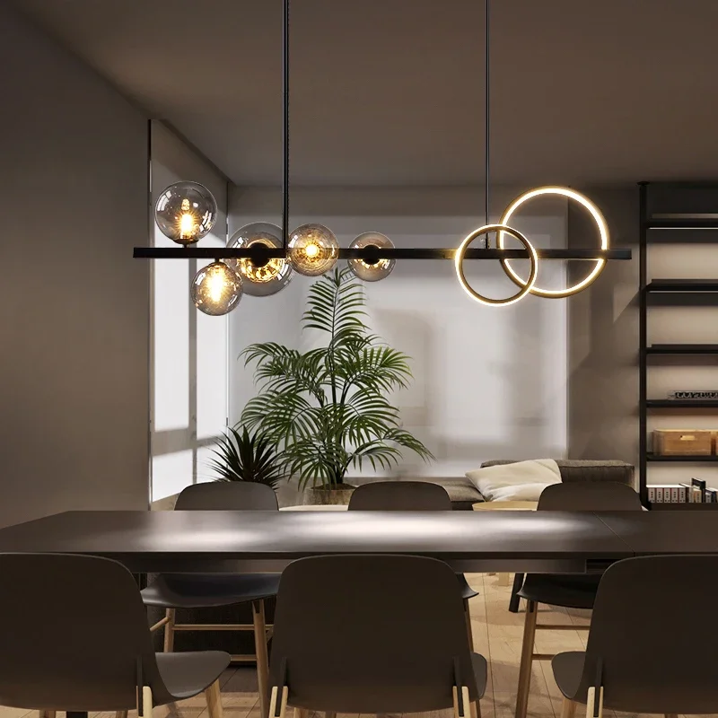 Lampe LED Suspendue en Verre au Design Nordique Moderne, Luminaire Décoratif d'Nik, Idéal pour un Restaurant, une Salle à Manger ou un Bar