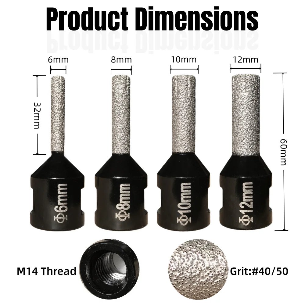 6/8/10/12mm Multi Purpose Ing and Grinding Bit Dry Porcelain Tile Marble Core Bit Granite Hole Saw M14 Thread Drilling Crowns