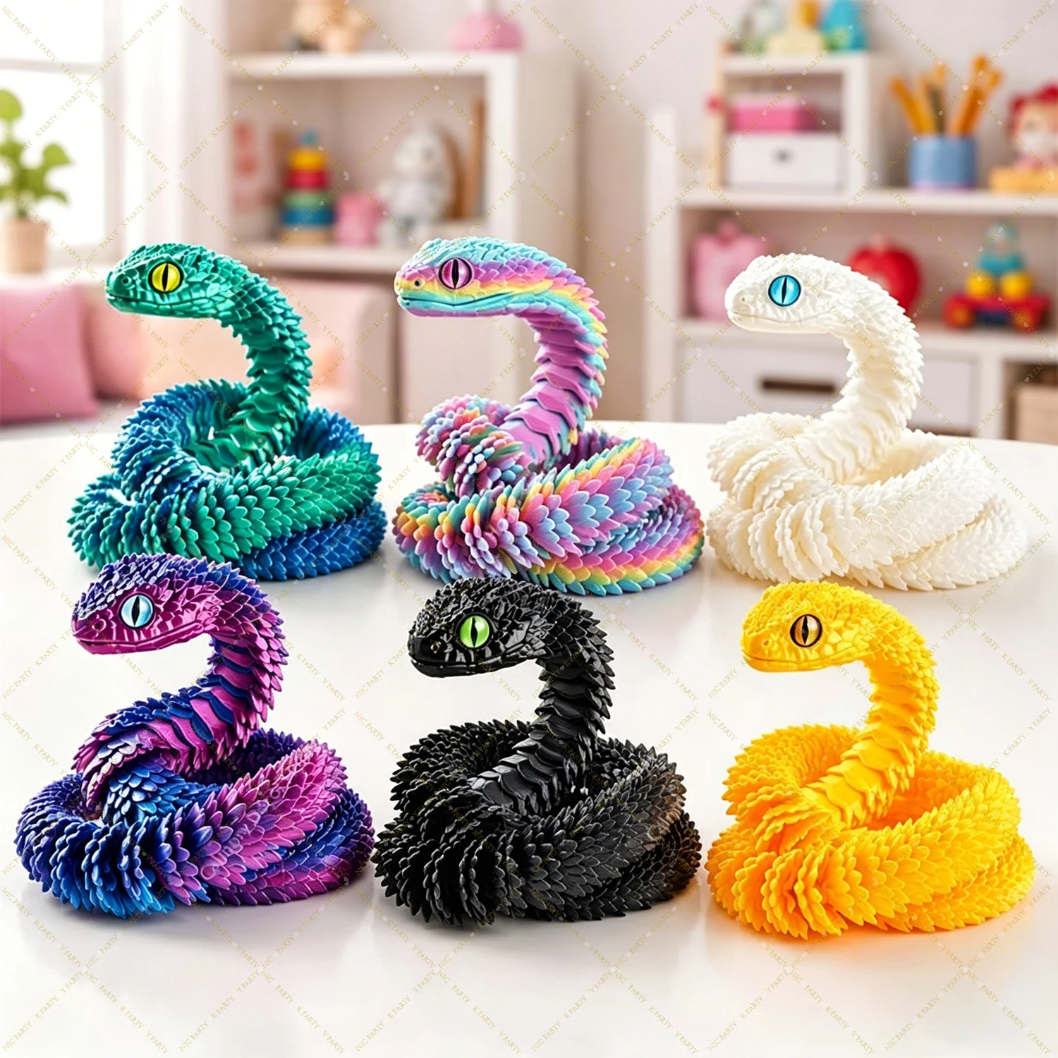3D Creative Printed Snake Model Sensory Ball Desktop Ornament 3D Printed Snake Desktop Articulated Snake Collectibles Home Decor