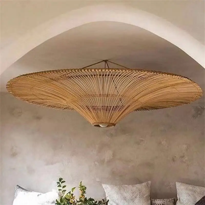 Japanese-style wabi-sabi wind retro rattan art ceiling lamp living room bedroom dining room