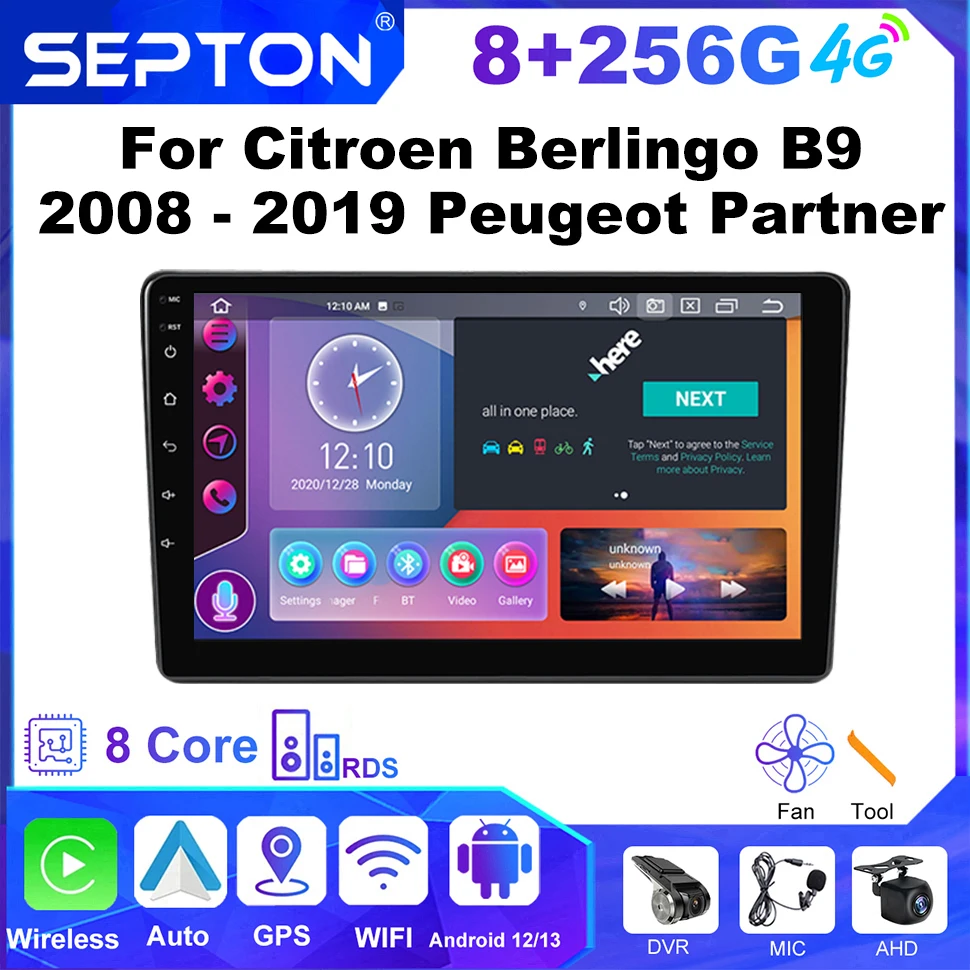 

SEPTON Car Radio Stereo for Citroen Berlingo B9 2008 - 2019 Peugeot Partner CarPlay GPS Car Multimedia Player Auto Smart Systems