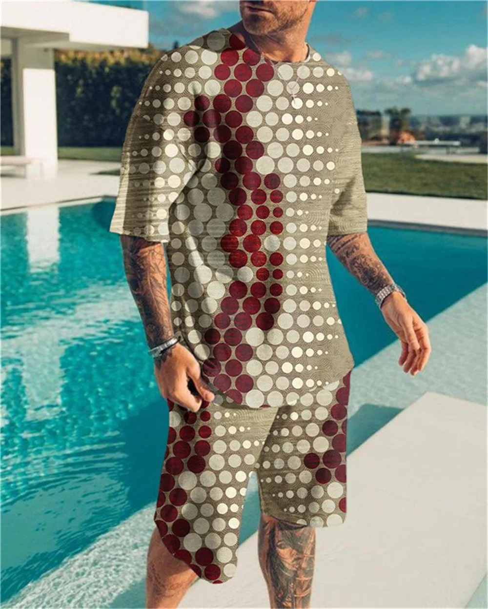 

2025-26 Summer Best-selling Trend Design Luxury Suit 3D Printing American Street Breathable Quick-drying T-shirt Shorts Set