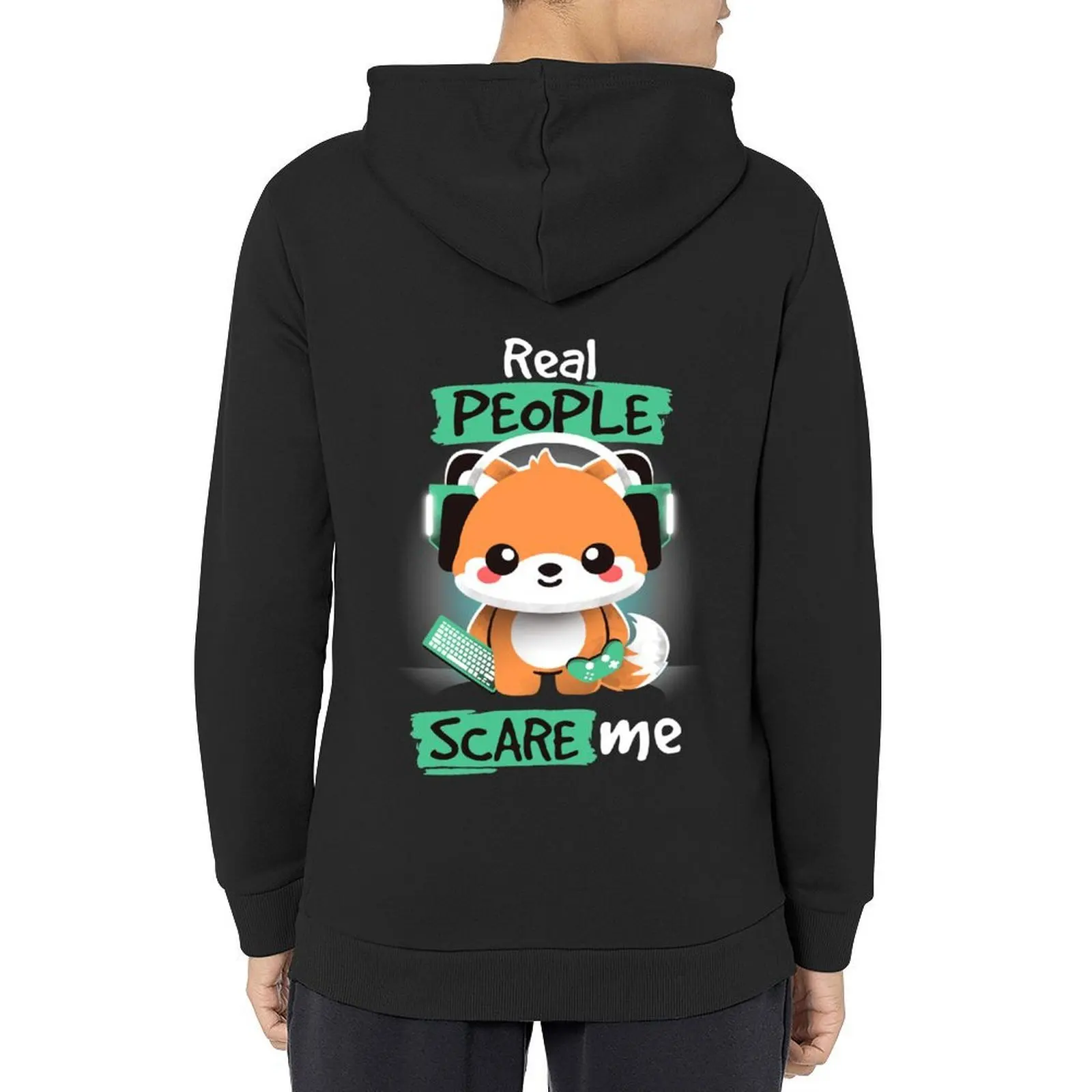 

Real people scare me Hoodie men clothing winter clothes men's coat men's sweat-shirt set graphic hoodie