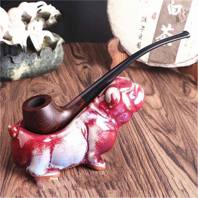 17cm High Quality Black Wood/plastic Pipe Women Long Pipe 3mm Filter Smoking Cigarettes Tobacco