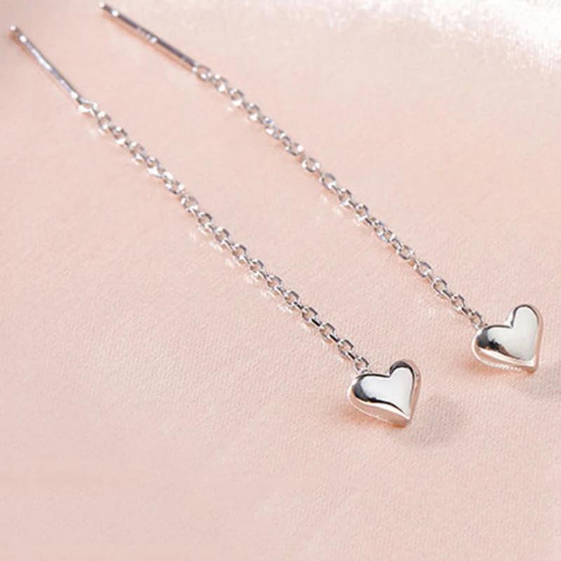 1 paio Trend Long Wire nappa Thread Chain Climb Star Heart Beads pendenti orecchini pendenti per le donne orecchini pendenti dritti