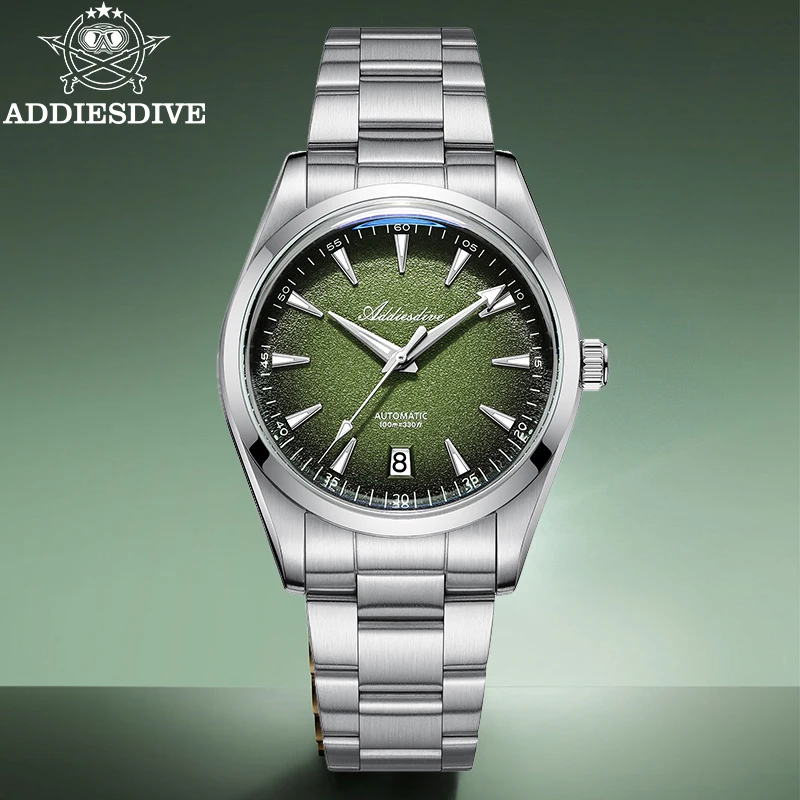 ADDIESDIVE New Watches 39mm Men Automatic Watch 8215 Mechanical 100m Waterproof Diving Bubble Domed Glass Super Luminous Watch