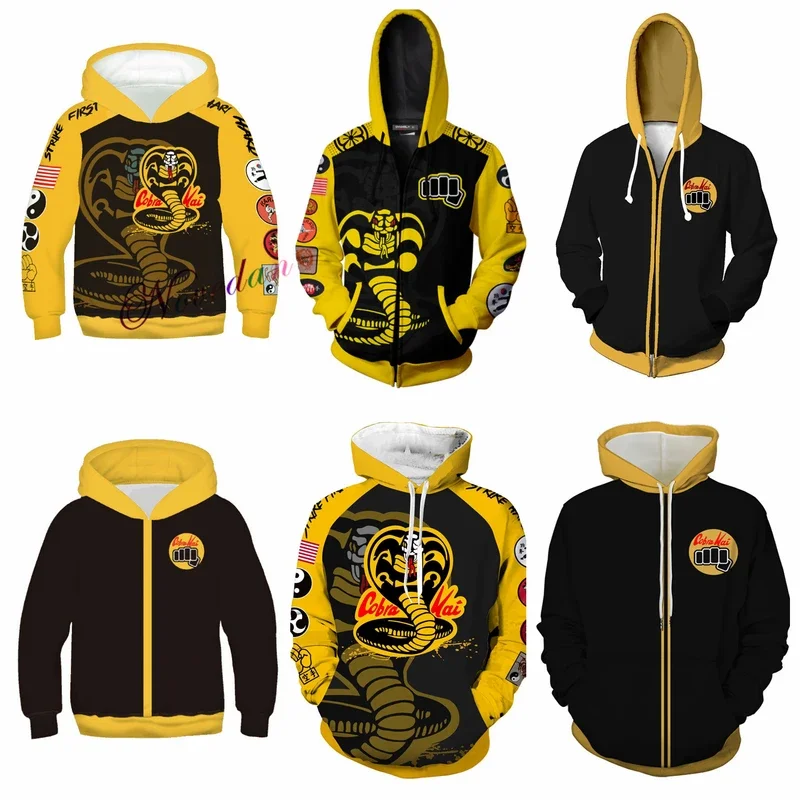 QQ8 أنيمي KOF كوبرا كاي هوديي تأثيري حلي التايكوندو الكاراتيه الاطفال الكبار سترة قلنسوة بسحاب البلوز الرجال النساء الرياضة 5Lk¥