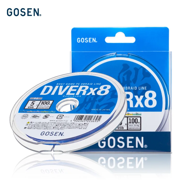 

Леска GOSEN DIVER X8 100м для дайвинга с креплением на катушку – низкоэластичная леска для глубоководных крэнкбейтов, ловли басса