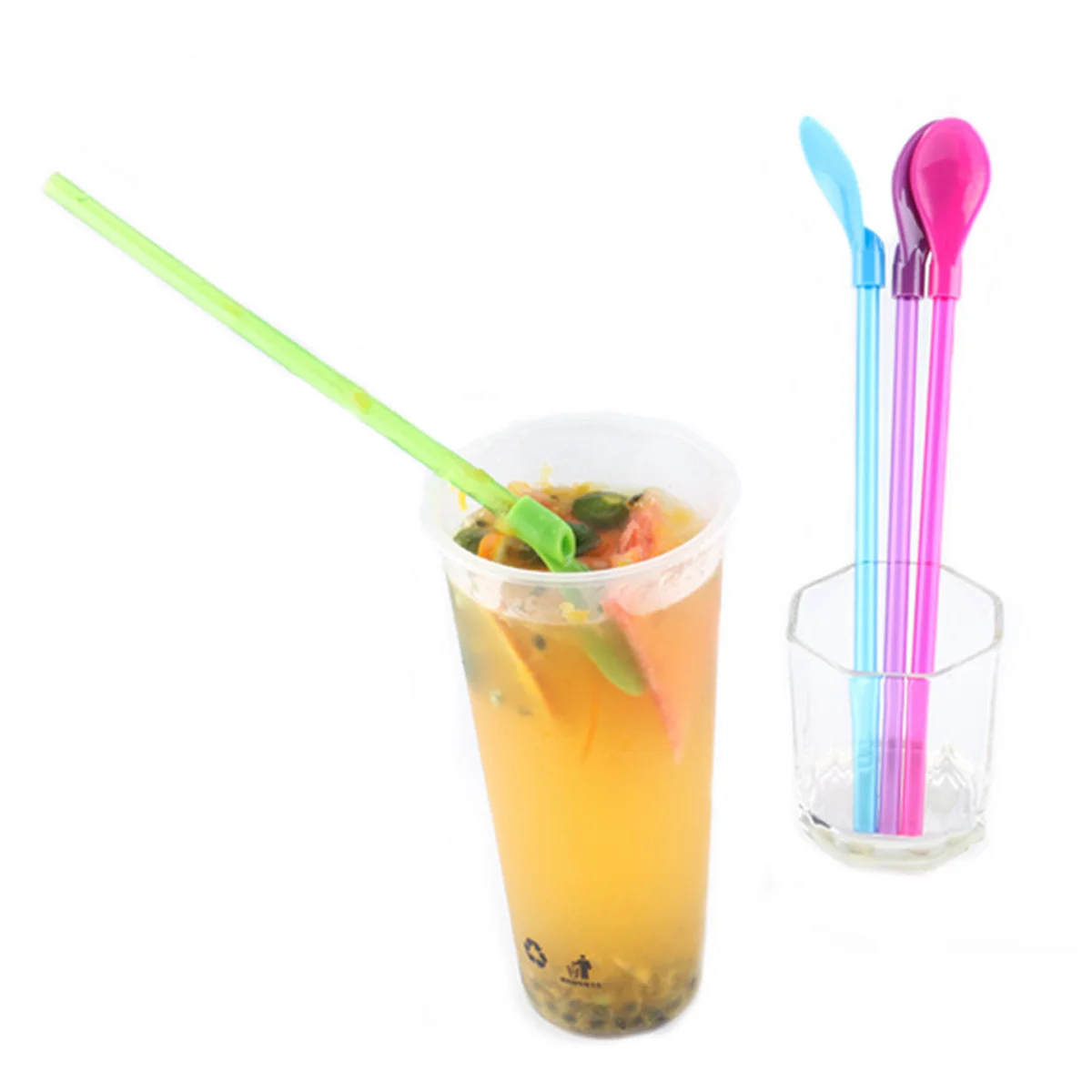 

4 pcs Plastic Drinking Tea Spoon Multifunction Stirring Drinking Stir Spoon Tool Removable For Party Wedding Kitchen Use