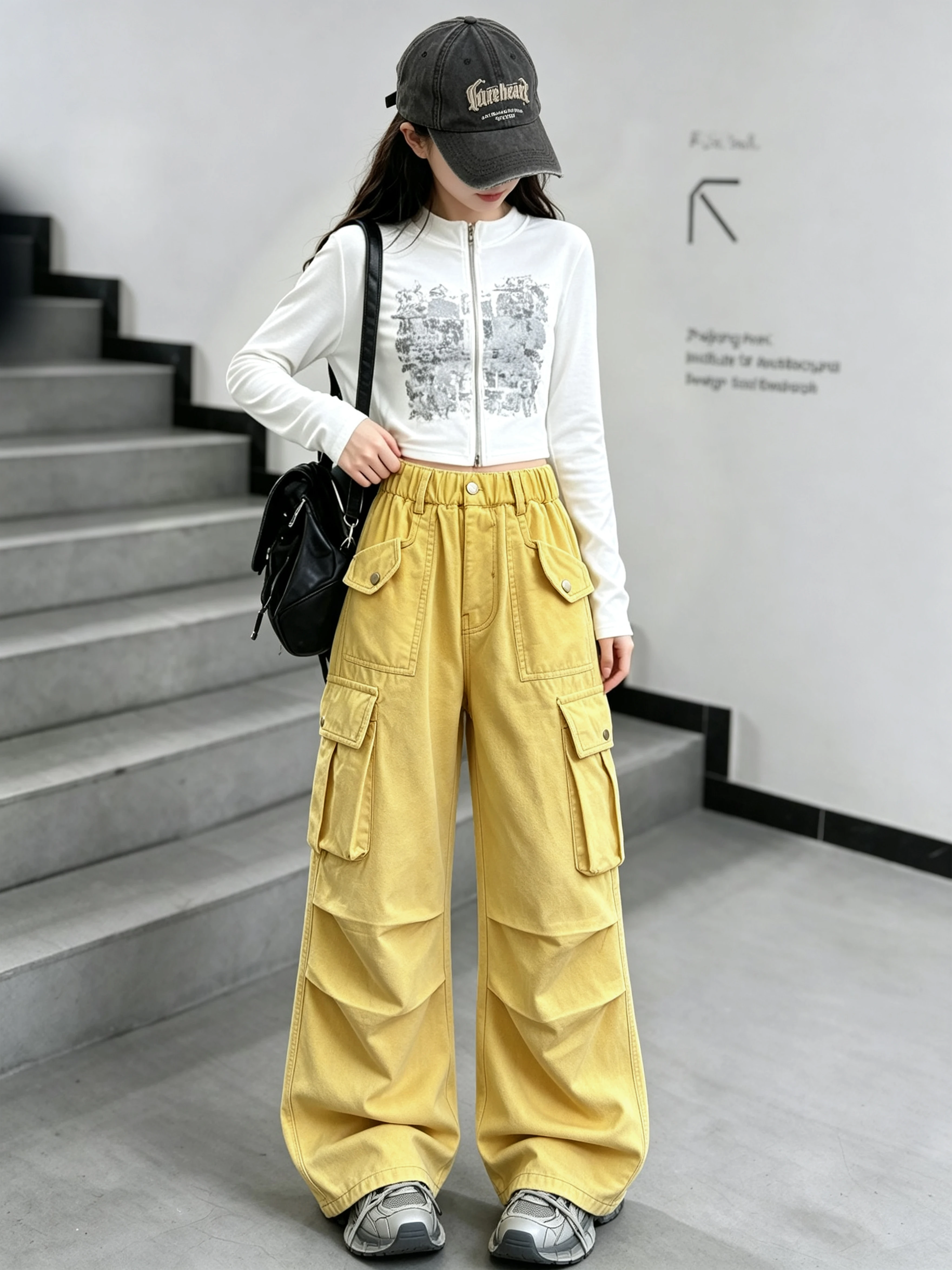 Cargo Sweatpants Children's Casual Pants Girls Autumn New Fashion Trousers Kids Pockets Solid Work Trousers Children's Clothing
