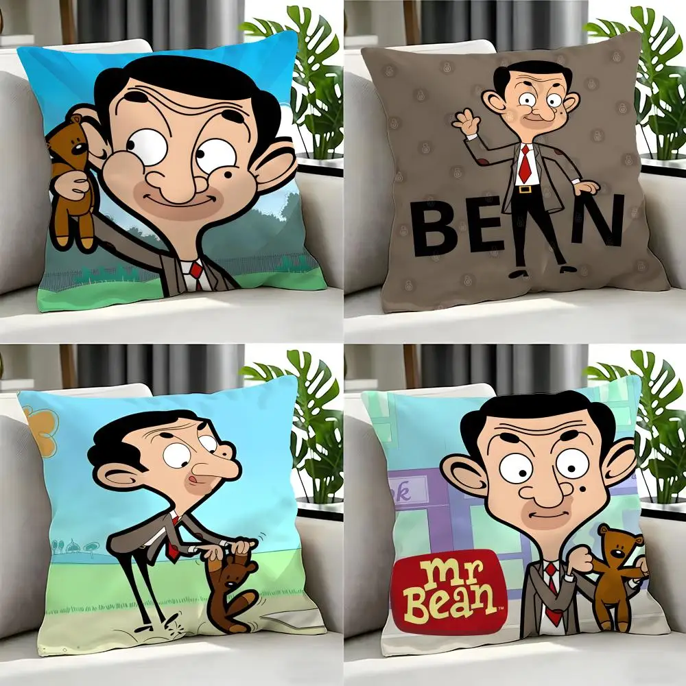 cartoon Mr. Bean Cushion Cover Cushion Cover Set 4Pcs 50x50 45x45 40x40 Pillowcase Decorative Sofa Home Decor