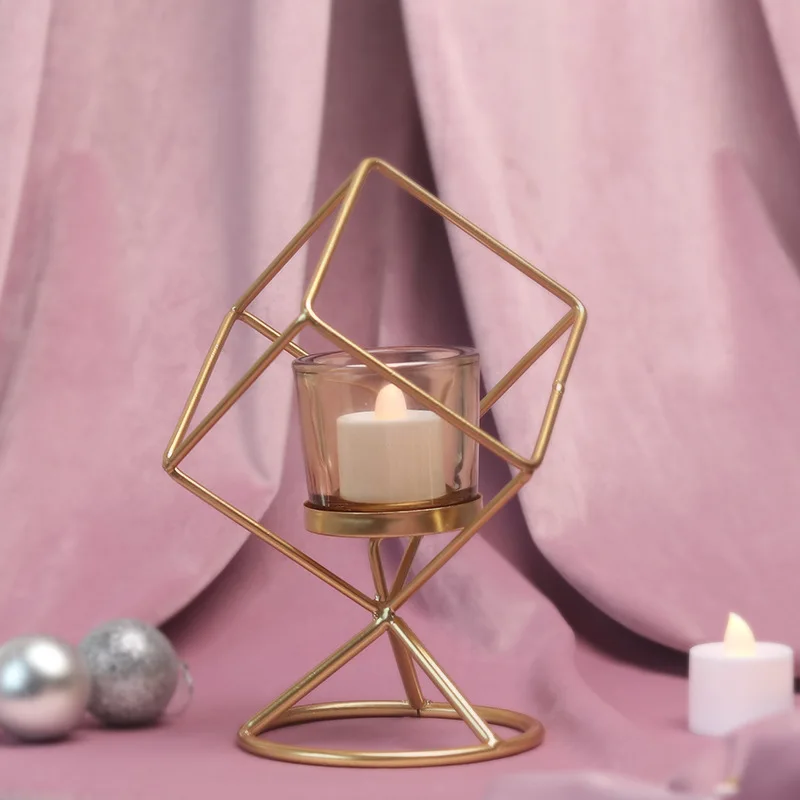 Metal Candle Holder Romantic Candlestick Desktop Decoration Home Living Room Light Dinner Table Decor