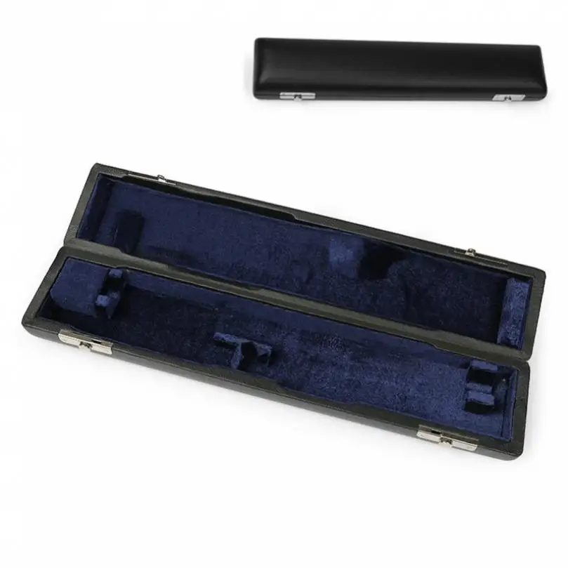 Portable 16 Holes Flute Storage Bag Carry Case Universal PU Leather Flute Case Black Box Cover