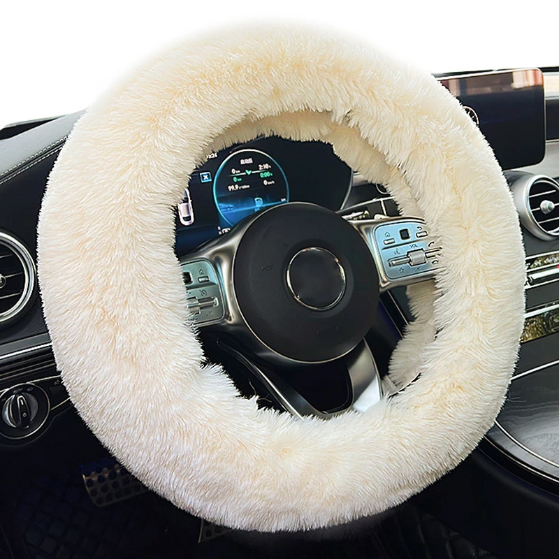 

38cm Velvet car steering wheel cover Winter warm and antifreeze steering wheel cover Automotive interior modification