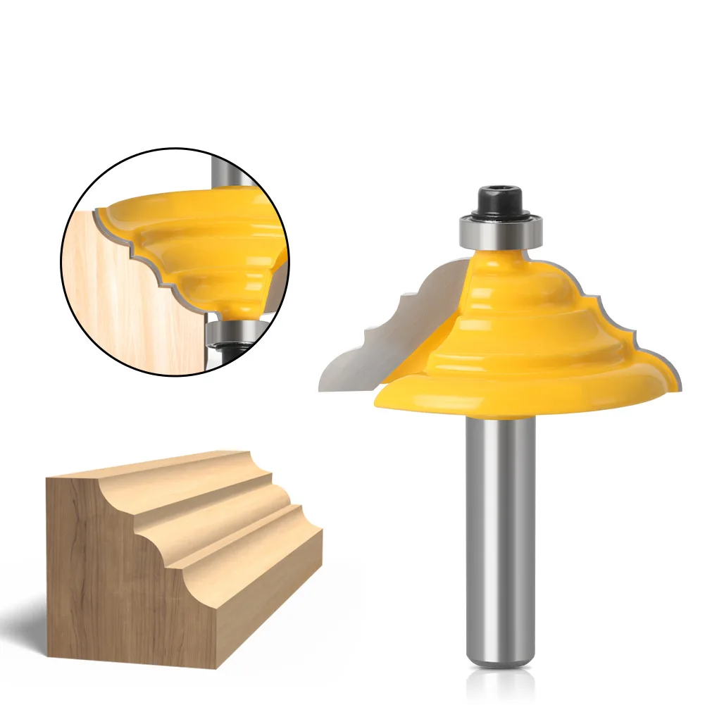 1PC 8MM Shank Milling Cutter Wood Carving Table Edge Router Bit - French Baroque Line Knife Woodworking Cutter Tenon Cutter Tool