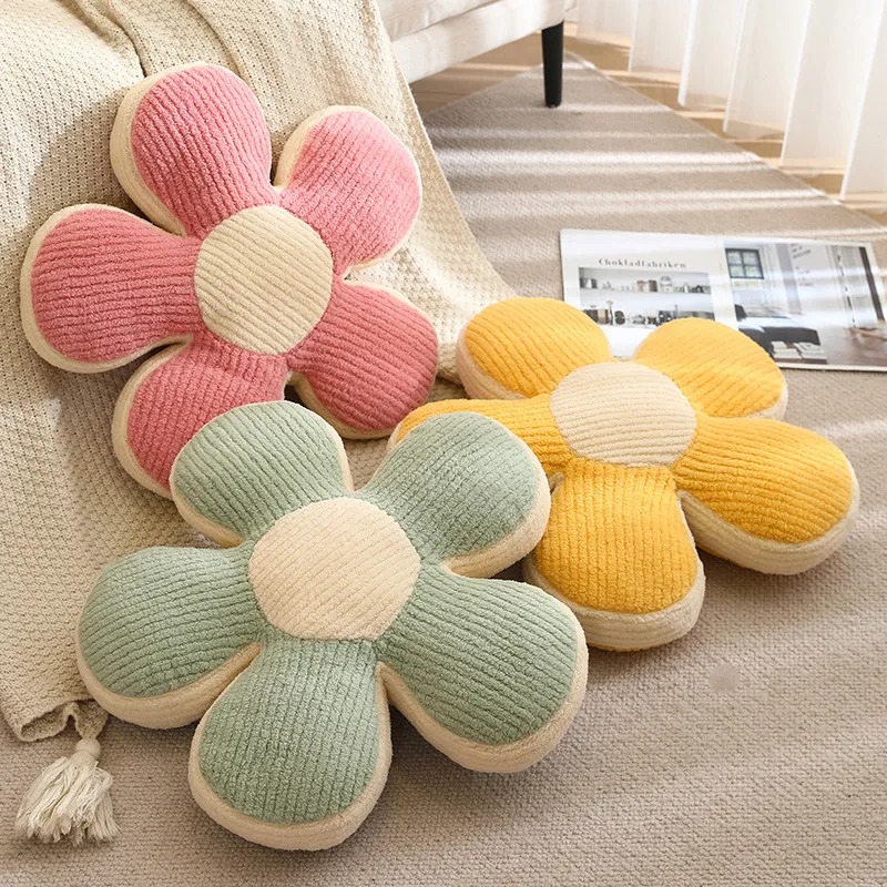 50cm Lovely Creative Striped Five-petal Flower Comfortable Throw Pillow Sofa Office Chair Cushion Girls Kids Birthday Presents