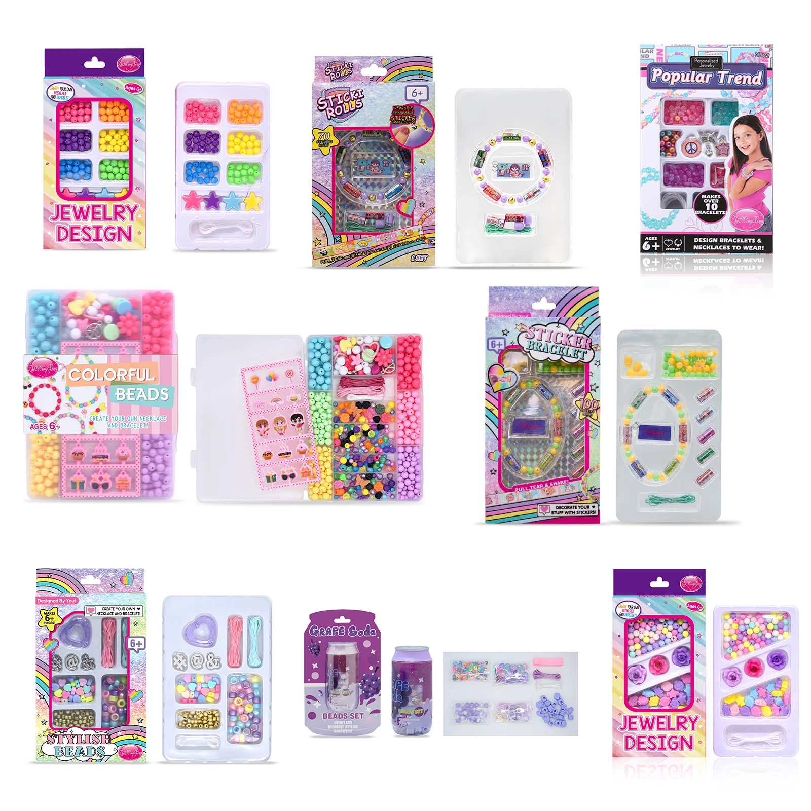 Kids DIY Beaded Bracelet Making Gift Princess Jewelry Making Kit Creative Necklace Bracelet Rings Ideal Christmas Birthday Gifts