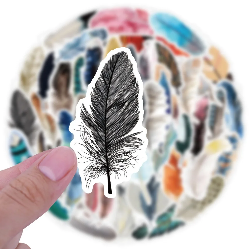 10/60Pcs Bird and Feather Aesthetic Stickers for Suitcase Phone Stationery Sticker DIY Scrapbooking Hand Account Wall Material