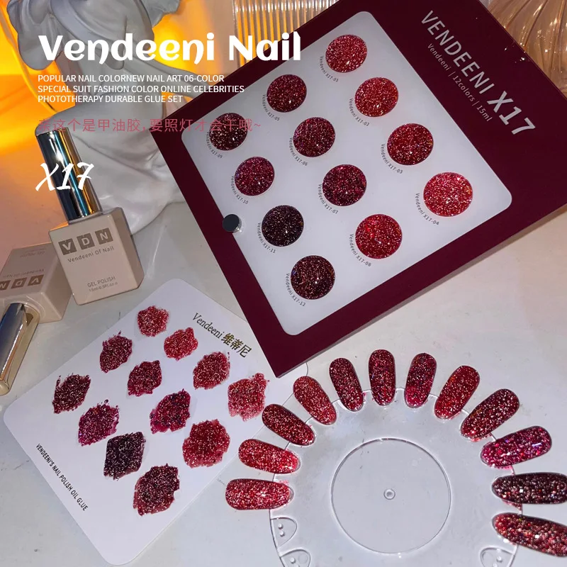 VENDEENI-Ensemble de gel pour ongles, 12 couleurs, œil de chat, pour salon de manucure, professionnel, Non-CUUV, kit d'art, personnalisé, vente en gros, nouveau, 2024