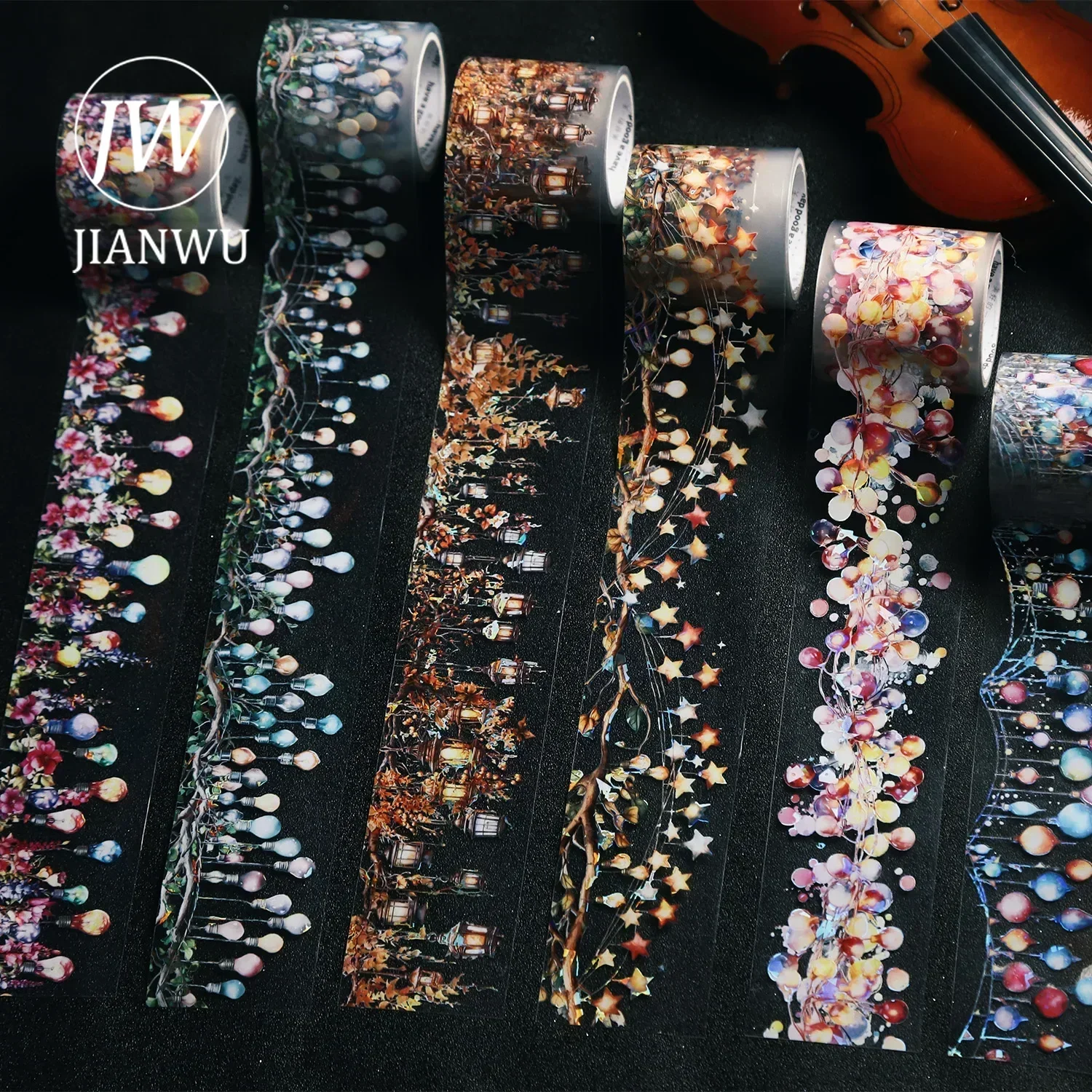 

JIANWU 40mm*200cm Light Surround Series Vintage Lighting Landscaping Material Collage PET Tape Creative DIY Journal Stationery