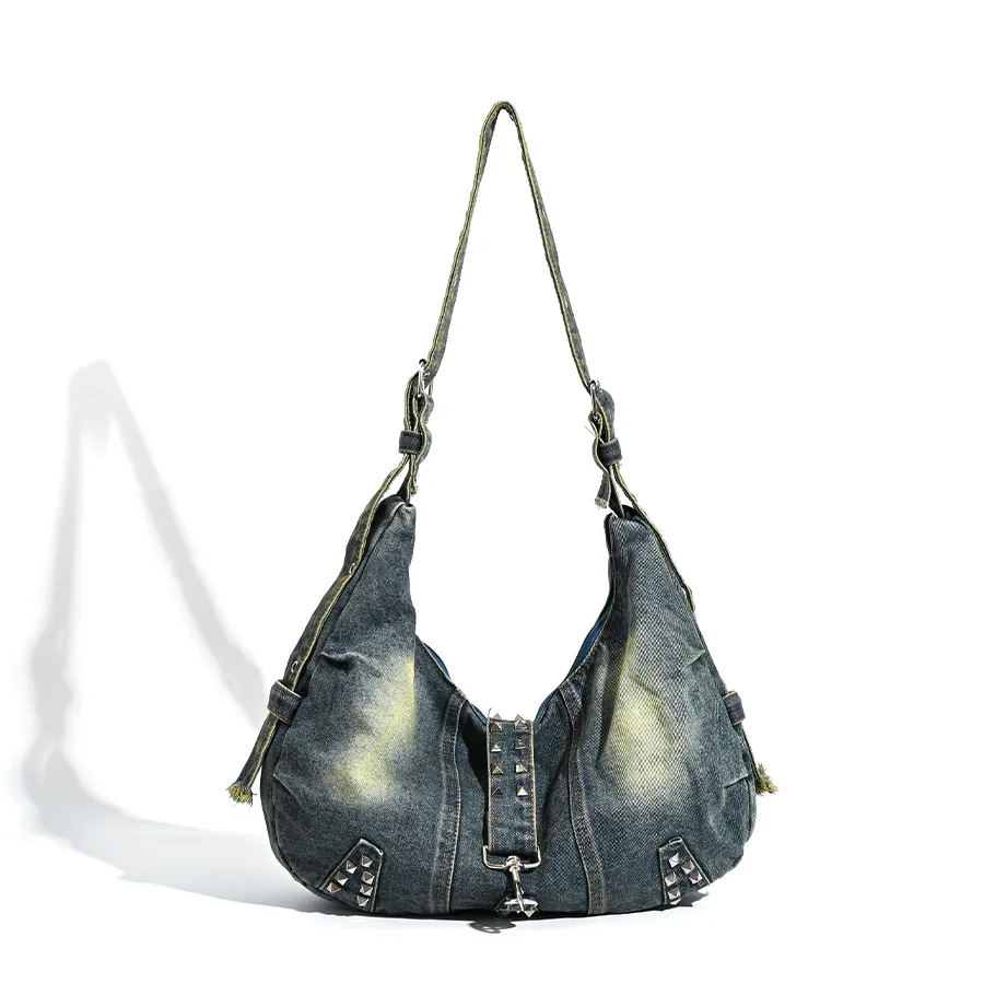 New Fashion Denim Tote Commuter Large Capacity Shoulder Underarm Lazy Woven Bag