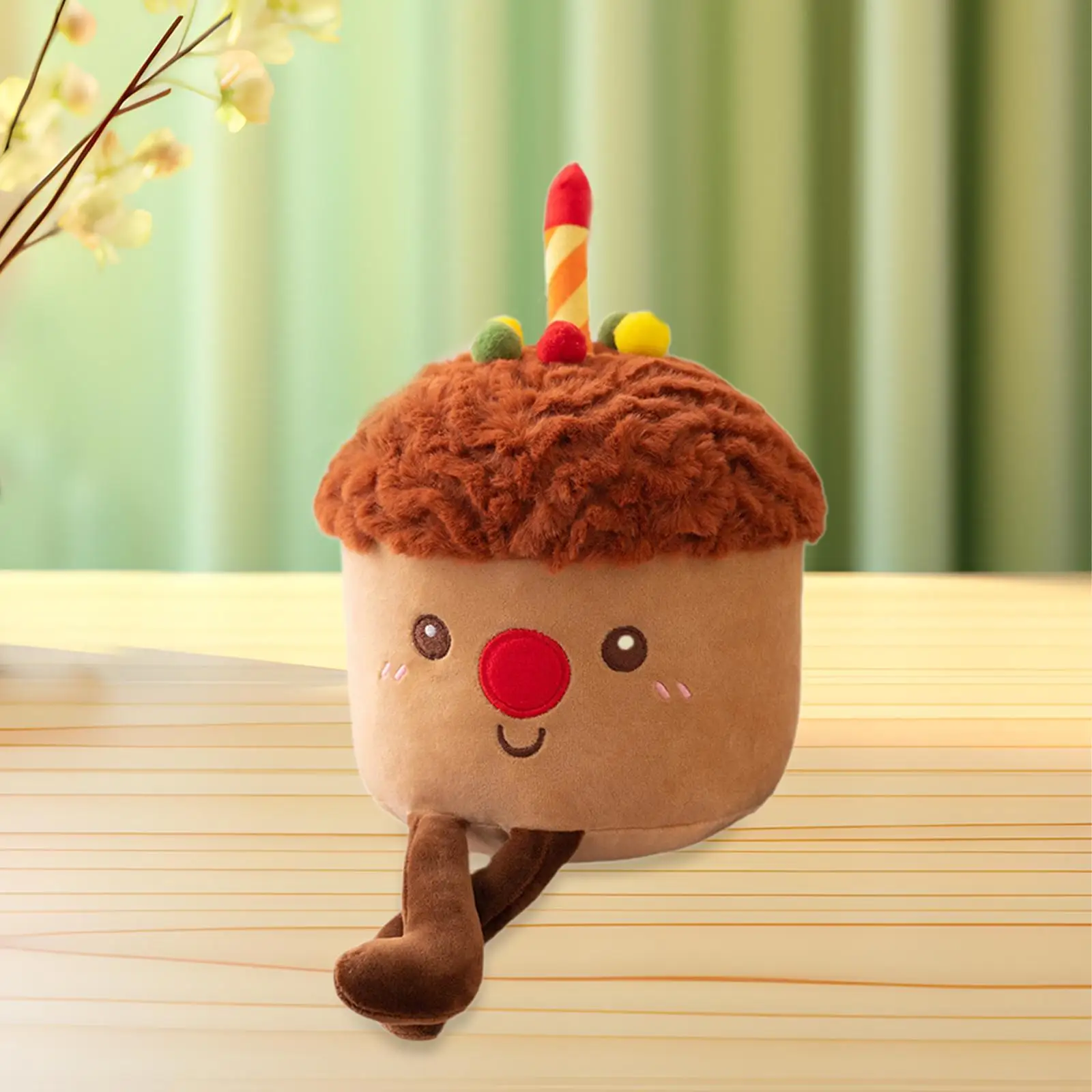 

Birthday Cake Plush Toy Photo Props Plush Doll for Car Living Room Bedroom