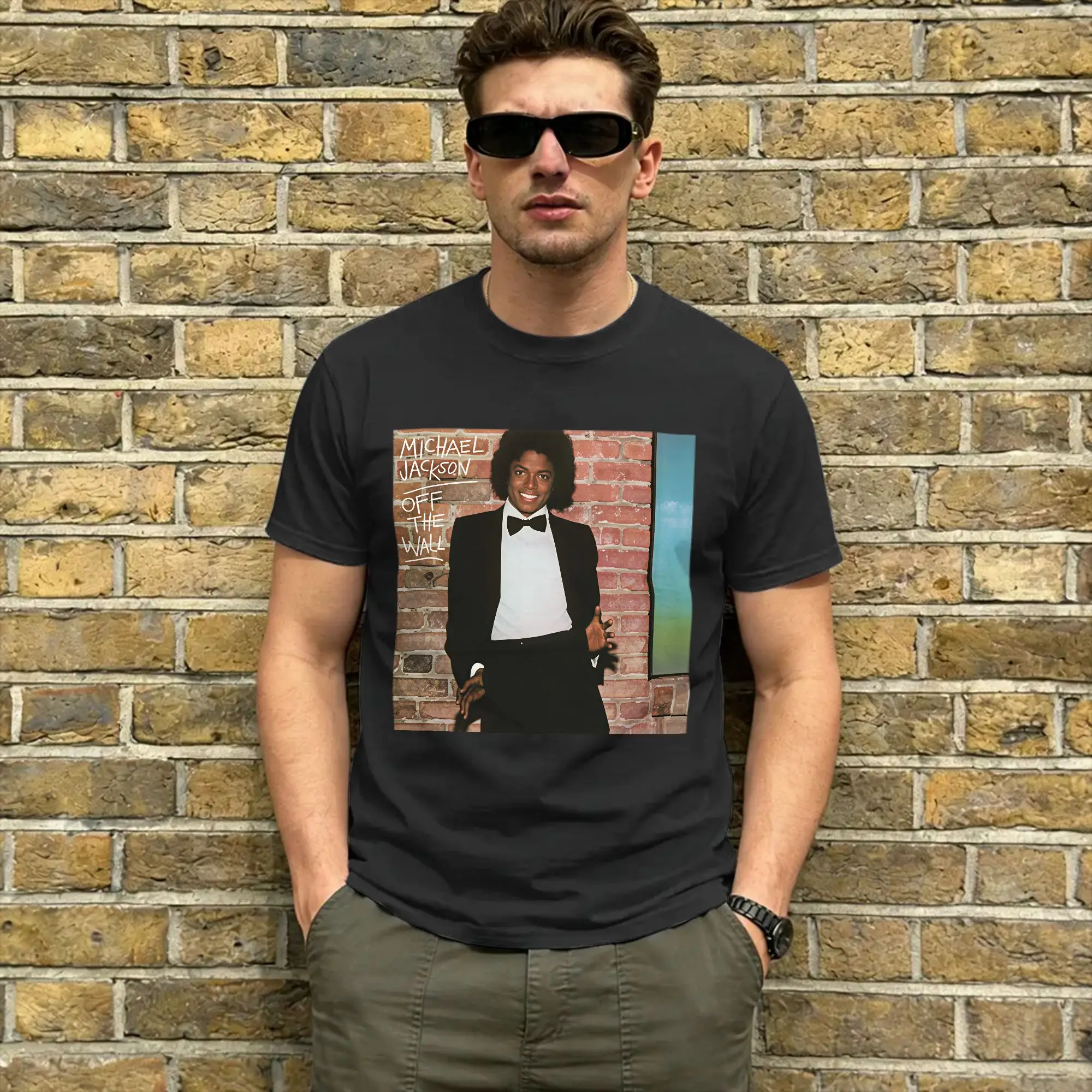 Michael MJ Off The Wall Album  T-Shirt Men  Casual 100% Cotton Tee Shirt Crewneck Short Sleeve T Shirt Big Size Tops