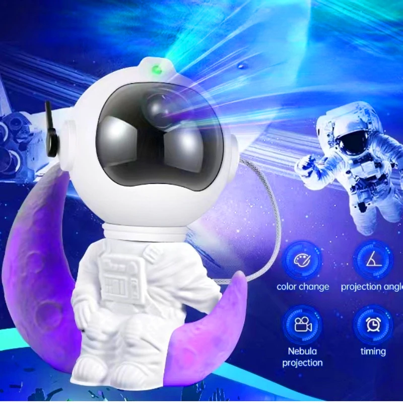 Cross-border moon sitting style astronaut sky projector lights decorated atmosphere night lights star nebula astronaut lamp lase