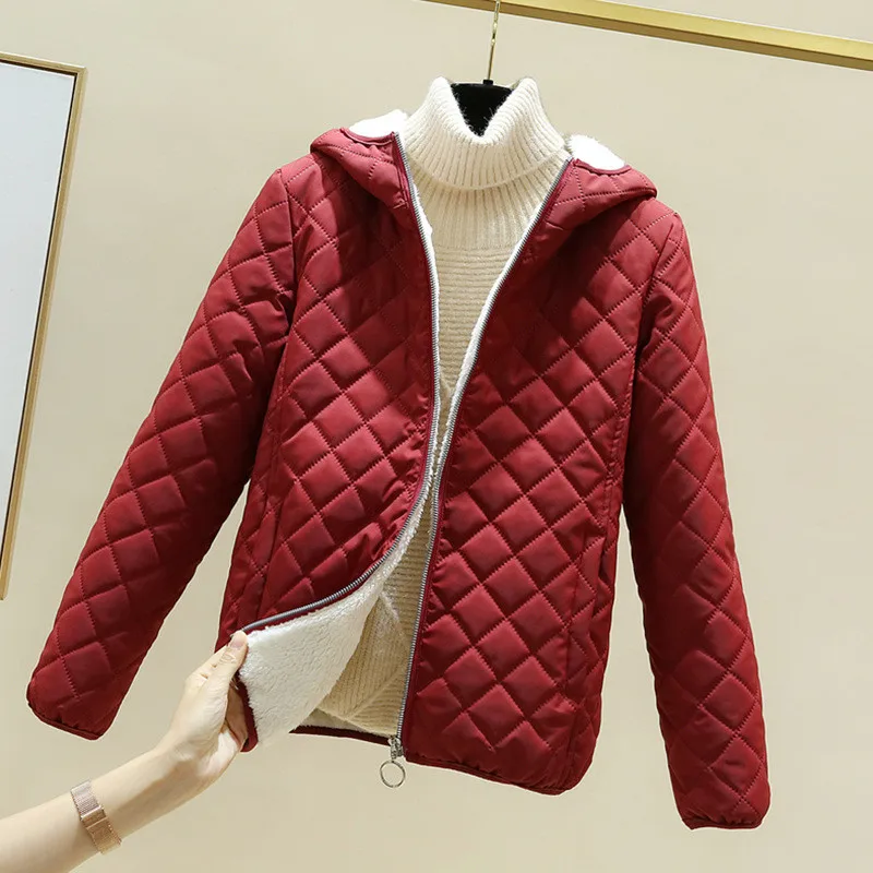 Chaqueta acolchada de algodón para mujer, abrigo grueso con capucha, Parka de lana coreana, color negro, para invierno, 2023