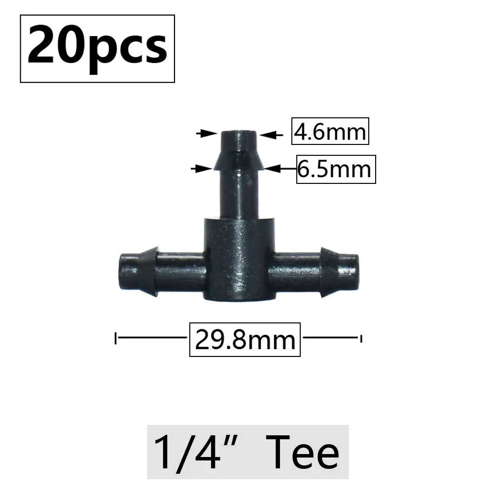 Garden Hose Water Connector Drip Irrigation For 1/4\'\' & 1/8\'\' Tube Hose Fitting Tees Cross Eng Plug Joint Barbed Accessories