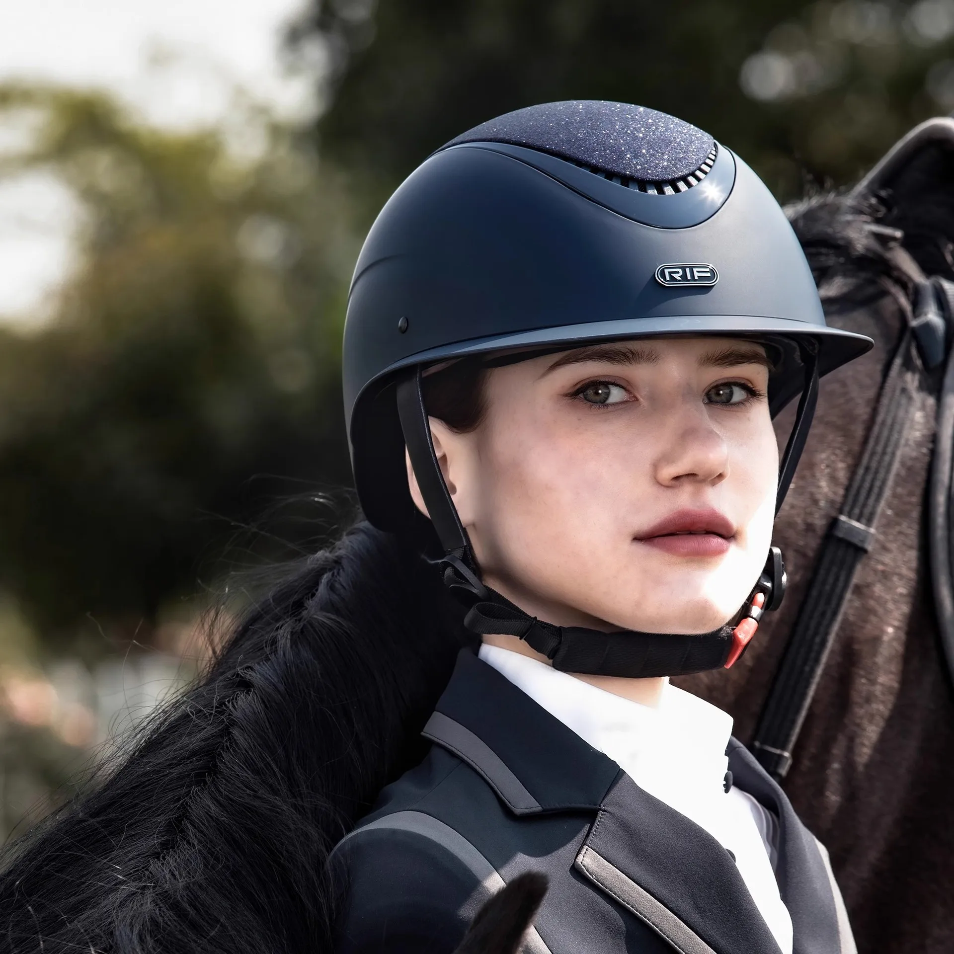 RIF Equestrian Helmet Knight Helmet Riding Equipment Glitter Children's Riding Helmet Adjustable High-end Training Cap