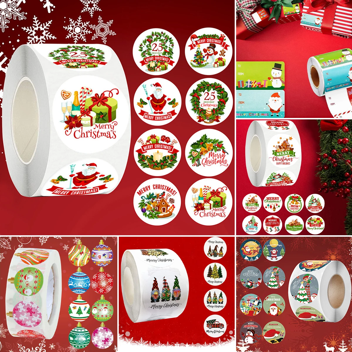 Christmas Santa Claus Round Stickers Navidad Natal Noel Snowman Stickers Merry Christmas Decorations For Home 2024 New Year 2025