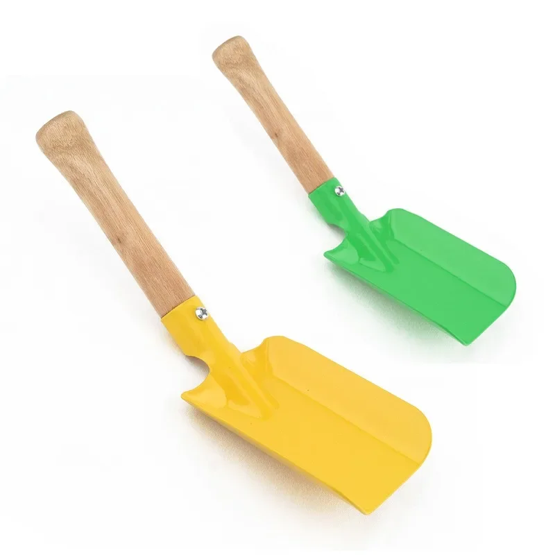 Mini Gardening Tools Colored Small Square Shovel with Wooden Handle for Gardening Plants Children's Small Shovel Garden Tools