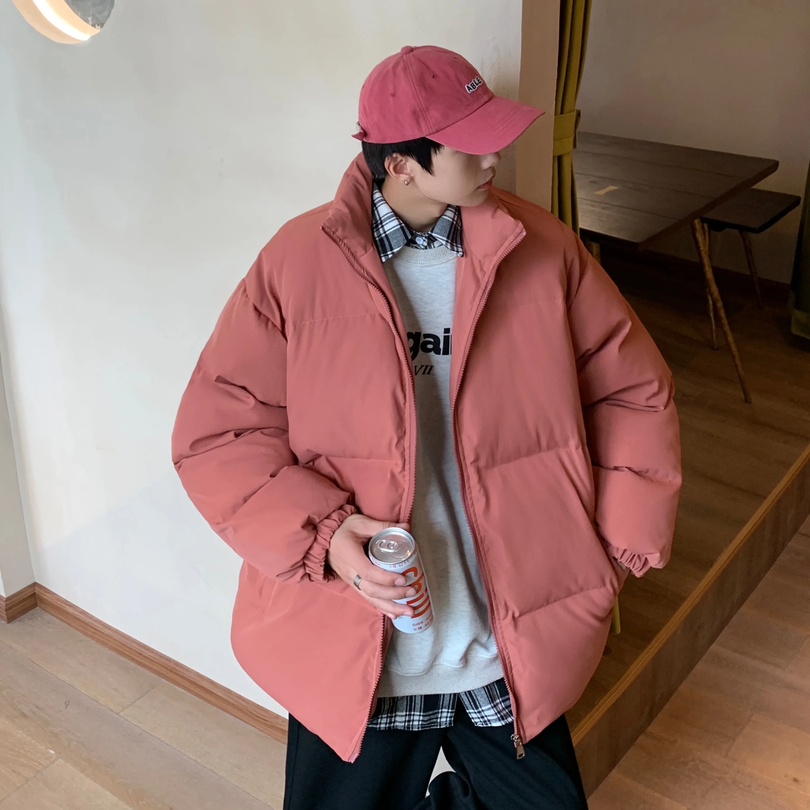 Streetwear Harajuku Warm Winter Parkas Men Solid Casual Men's Cold Jacket Oversize Women's Winter Coats