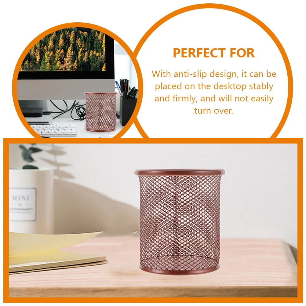 2 قطعة حامل قلم من الفولاذ المقاوم للصدأ شبكة تخزين دلو مكتب منظم كوب رصاص سطح أملس تصميم مضاد للانزلاق