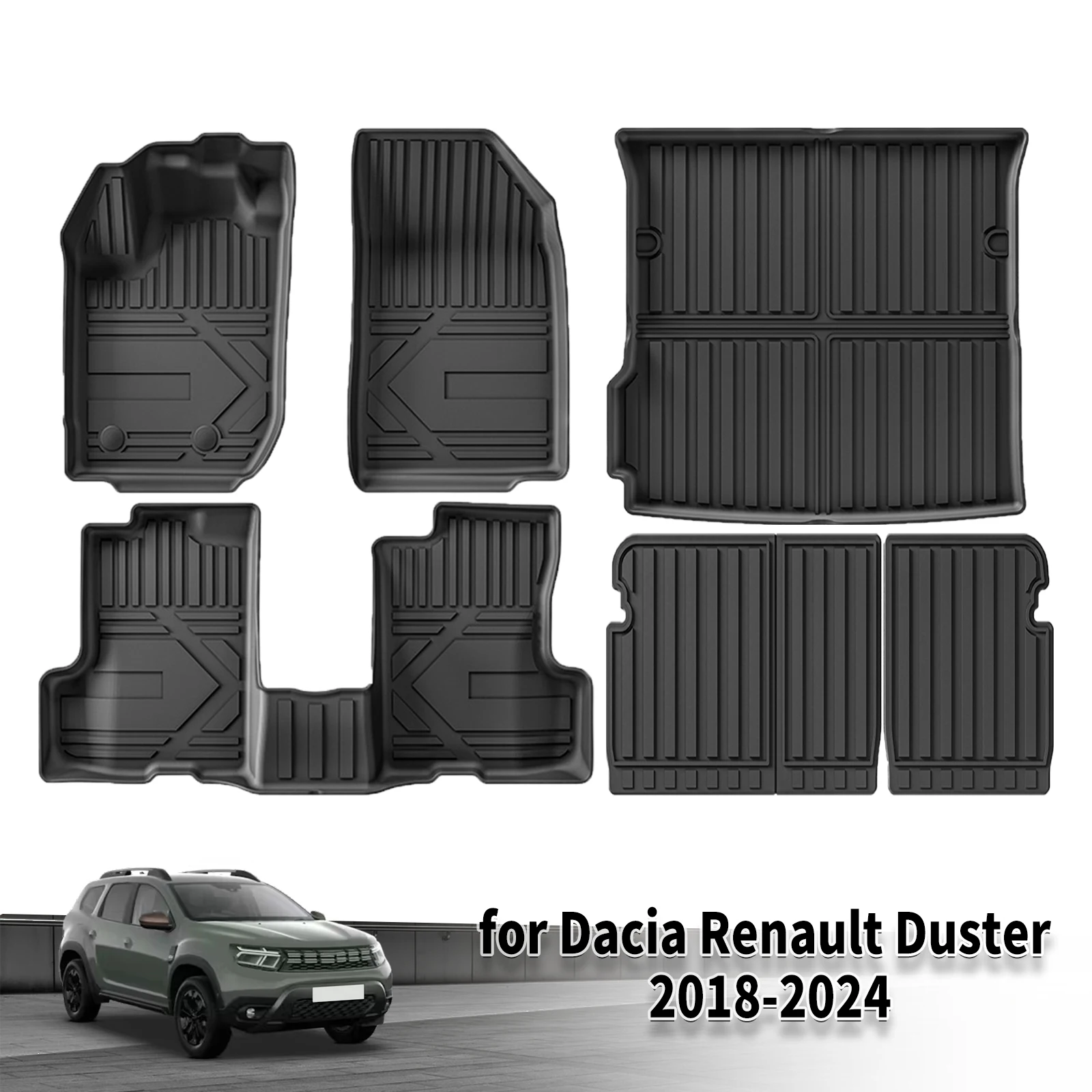 for Dacia Renault Duster Petrol Fuel  2018-2023 2024 LHD TPE Car Floor Mats 3D Laser Scanning Perfect Fit Odorless Accessories